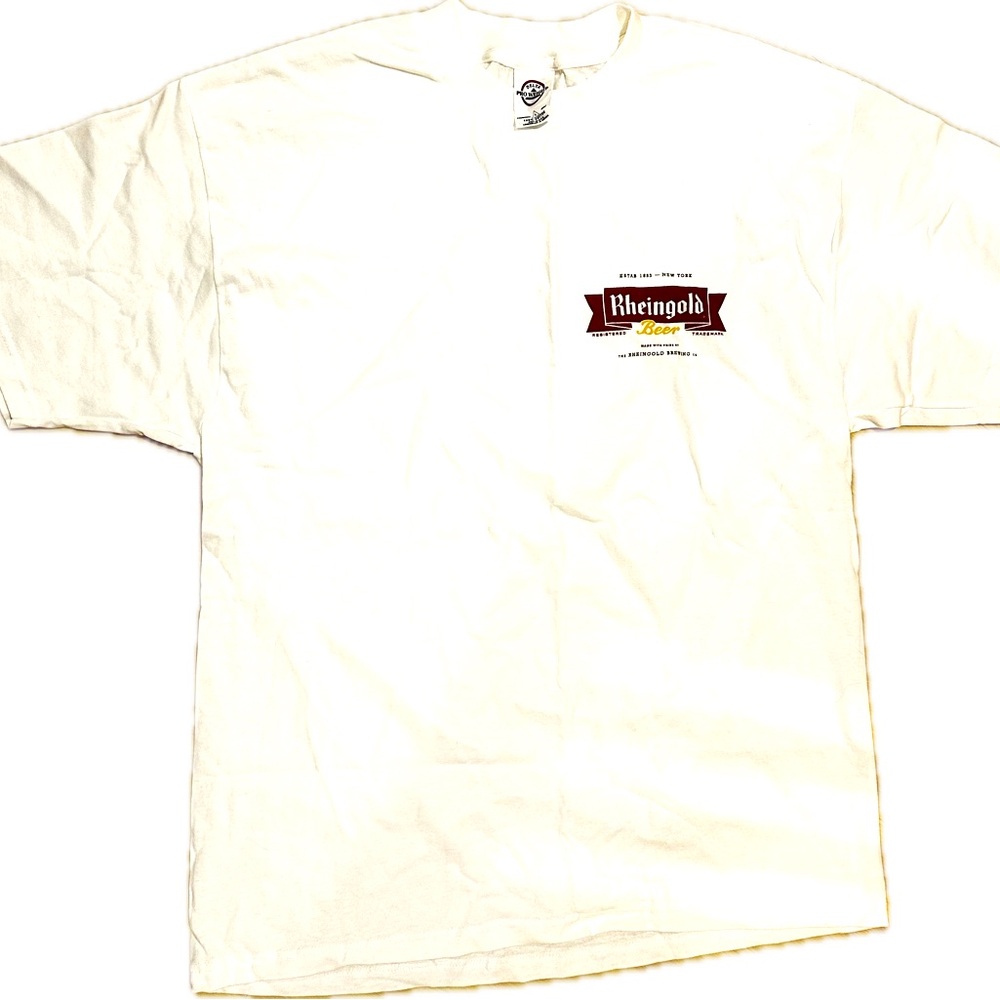 NEW! Rheingold Beer‎ men's XL white NYC T-shirt Vintage NOS RARE!